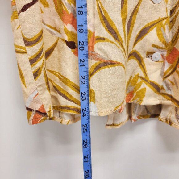 Rafaella Womens shirt Tropical Print Button-Down linen  Short Sleeve Size L - Picture 5 of 8